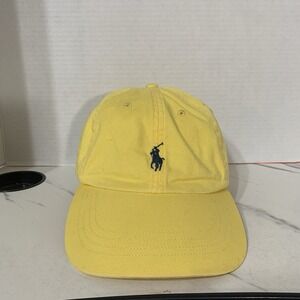 VTG Polo Ralph Lauren Signature Hat Bright Yellow Adjustable Preppy Y2K